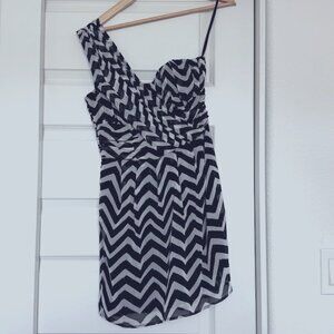 One Shoulder Chevron Dress - NWOT